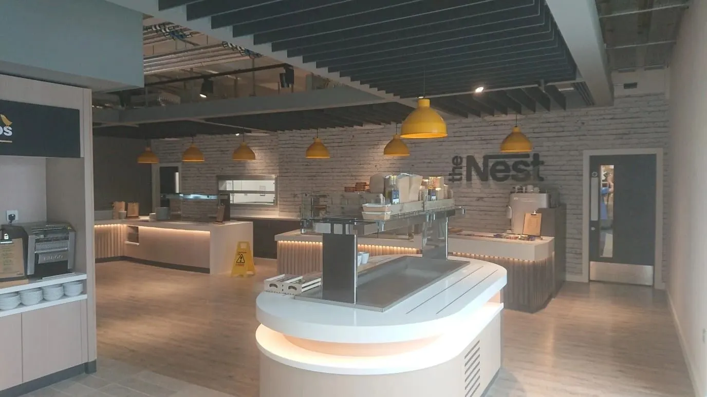 Commercial food court decorated by Paul Crosby Decorators, Yorkshire
