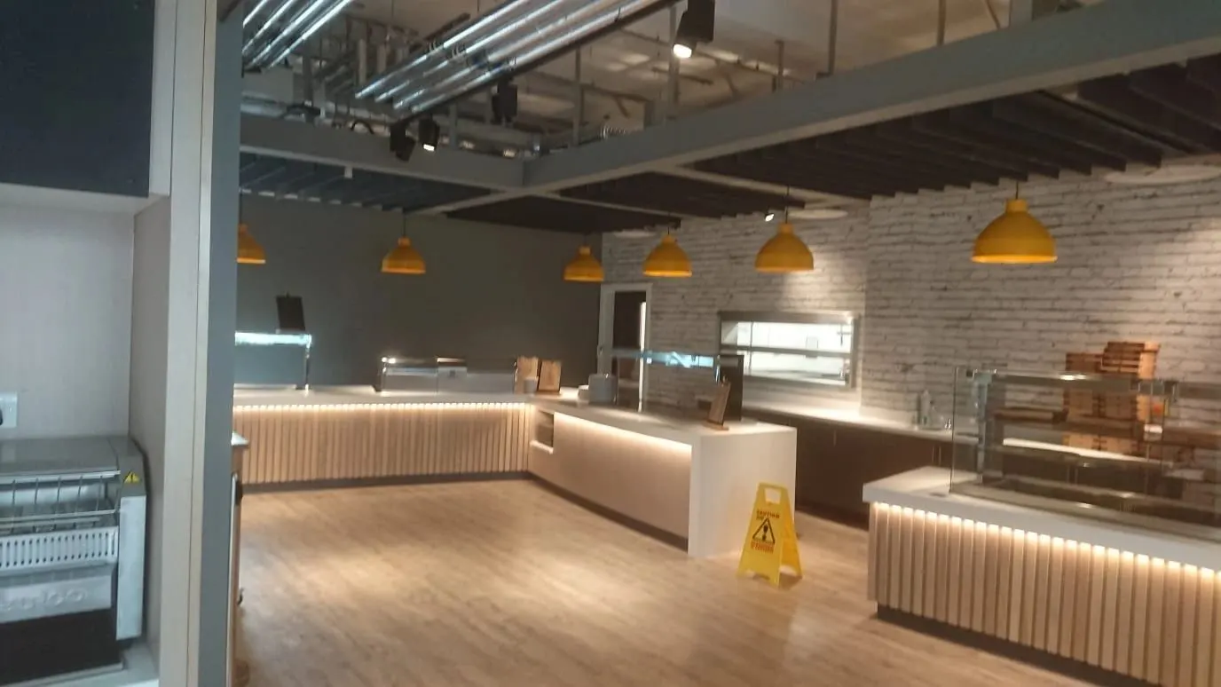 Commercial servery and counters decorated by Paul Crosby Decorators